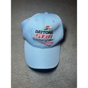 Vintage 2003 Daytona 500 NASCAR Snapback Hat Baby Blue Racing Cap Y2K